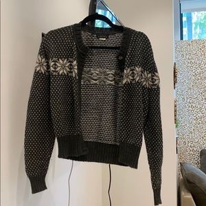 Printed Charcoal Gray Cardigan